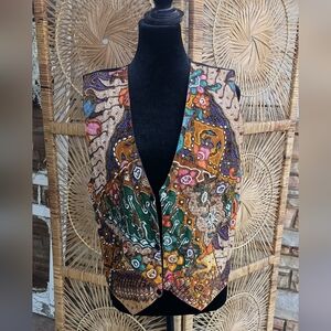 Vintage Ana Mori Embroidered Multicolor Beaded Women's Vest 100 % Cotton_OS
